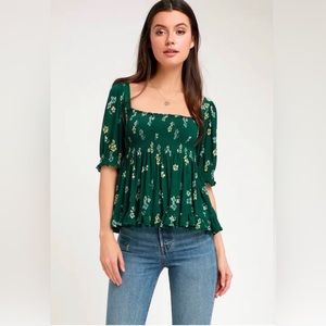 Free People Delta Dawn green floral blouse